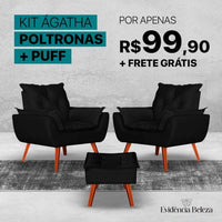Kit Ágatha - 2 Poltronas + Puff | Elegância para a sua Casa