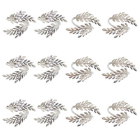 Anel de Guardanapo Folha Grega Dourada - Kit com 12 Peças