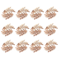 Anel de Guardanapo Folha Grega Dourada - Kit com 12 Peças