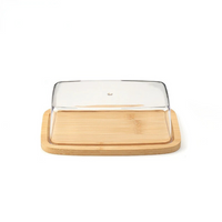 Bandeja de Bambu com Tampa em Acrílico Retangular