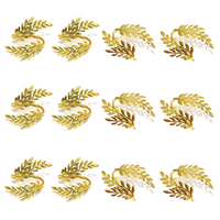 Anel de Guardanapo Folha Grega Dourada - Kit com 12 Peças