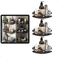 Kit 3 Suportes Organizadores de Shampoo – Prateleira de Banheiro Sem Furo em Alumínio Space Premium