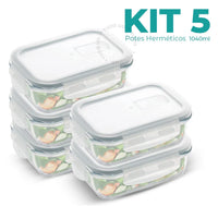 Kit Potes Herméticos de Vidro Borossilicato – Linha Fresh 1040ml