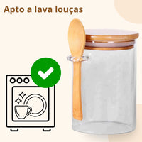 Kit 6 Porta-Temperos com Colher de Bambu – Linha Eco Spice (200ml)