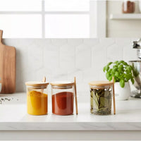 Kit 6 Porta-Temperos com Colher de Bambu – Linha Eco Spice (200ml)