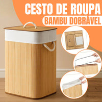 Cesto de Roupa em Bambu Natural com Tampa – Linha Spa (60L)