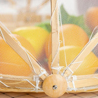 Cesto de Bambu Porta Pão e Bolo Cobertura Tela Retrátil