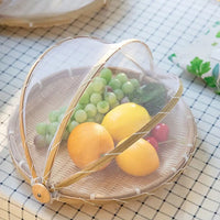 Cesto de Bambu Porta Pão e Bolo Cobertura Tela Retrátil