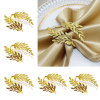 Anel de Guardanapo Folha Grega Dourada - Kit com 12 Peças