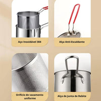 Panela de Fritura em Aço Inox com Cesto