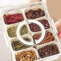 Caixa de Especiarias e Petiscos com Vedação Hermética e Divisórias