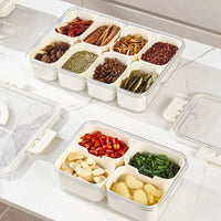 Caixa de Especiarias e Petiscos com Vedação Hermética e Divisórias