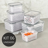 Kit Trio Wash & Store com Cesto de Drenagem – Linha Fresh