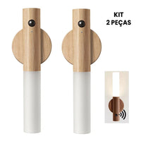 Arandela Magnética em Madeira Natural – Sensor Inteligente (Sem Fio)